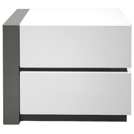 Best Master Furniture Seville White Modern Left Facing 2 Drawer Nightstand Seville Left Facing Nightstand